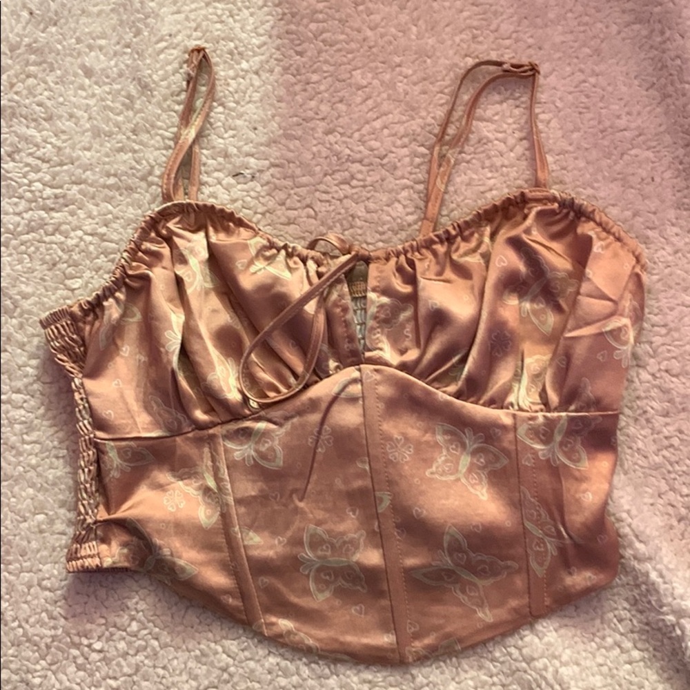 Pacsun LA Hearts peach butterfly corset tank top